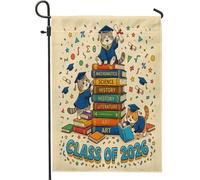Congrats Grad British Shorthair Cats Front Yard Backyard Juta Giardino Bandiere 30,5 x 45,7 cm su entrambi i lati per esterni, libri dei cartoni animati, bandiere per la casa di laurea