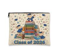 Congrats Grad Bunny Conconiglietti borsa per il trucco libri dei cartoni animati cosmetici borsa da viaggio per donne, regali per ragazze, laurea portatile piccola tela cerniera organizer 17,8 x 22,9