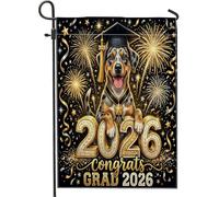 Congrats Grad Catahoulas Leopard Dog Front Yard Backyard Juta Giardino Bandiere 30,5 x 45,7 cm double face per esterni, motivo fuochi d'artificio piccole bandiere per prato, lauree casa all'aperto