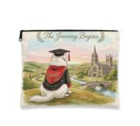 Congrats Grad - Trousse per trucchi con cane dei Pirenei, borsa da viaggio per donne e ragazze, piccola borsa portatile in tela con cerniera, borsa da toeletta per laurea, 17,8 x 22,9 cm
