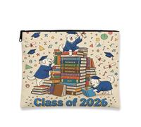 Congrats Grad - Trousse per trucchi con cane dei Pirenei, borsa da viaggio per donne, regali per ragazze, piccola borsa portatile in tela con cerniera, 17,8 x 22,9 cm