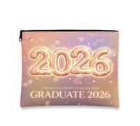 Congrats Grad - Trousse per trucchi con palloncini, per cerimonia di laurea, borsa da viaggio per donne e ragazze, organizer portatile con cerniera in tela piccola classe 2026, 17,8 x 22,9 cm