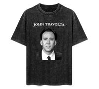 CONGRATULATE Nicolas Cage John Travolta Face Men's Black T-Shirt Unisex Tee S