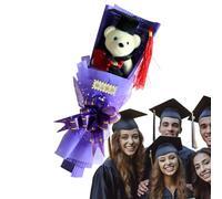 Congratulazioni Graduate Bear Bouquet | Bambola Bouquet di Orso con Cappelli Grad | Forniture per Celebrazione Laureati per Scuole Superiori Elementari College