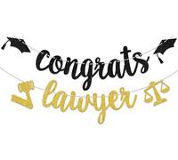 Congratulazioni stendardo avvocato, decorazione per feste di laurea dell'avvocato, sopravvissuto alla scuola di giurisprudenza, banner caso chiuso, futuro avvocato, accessori per feste di laurea nero
