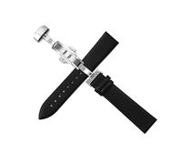CongYi Cinturino for Orologio con Motivo Ad Ago Ultra Sottile, Cinturino in Morbida Pelle di Mucca da Uomo E da Donna, Cinturino con Fibbia A Farfalla(Black,Width 17mm)