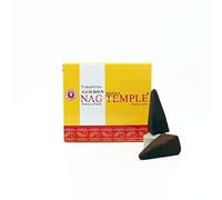 Coni di incenso naturali Golden Nag Temple - 10 Coni di incenso con supporto in ceramica incluso - Fragranze Pure per Yoga, Meditazione ed Aromaterapia