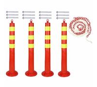 Coni di sicurezza, Paletto di sicurezza in plastica con catena e bulloni di montaggio, Paletto flessibile per parcheggio, Barriera di arresto riflettente per vialetto, per segnalazione(4pack)