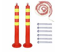 Coni di sicurezza, Paletto di sicurezza in plastica con catena e bulloni di montaggio, Paletto flessibile per parcheggio, Barriera di arresto riflettente per vialetto, per segnalazione(2pack)