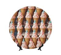 Coni gelato anni Cinquanta Tempo Bone China Piatti decorativi da 6 pollici Piatto decorativo in ceramica personalizzato con espositore Ornamenti in ceramica Piatto in porcellana artistica per casa