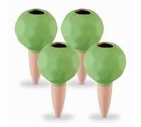 Relaxdays Sfere da Irrigazione a Goccia, Set da 4, Ø 6 cm, Coni Annaffiatura Automatica per Piante, Terracotta Verde, Ceramica