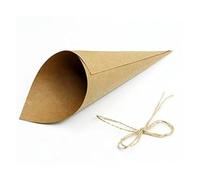 Coni Riso Matrimonio 30Pcs Kraft Paper Cones Wedding Confetti Cones Bouquet Petals Candy Bags Boxes Flower Holder With Hemp Ropes Label Stickers Tape(Kraft paper)