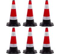 Coni stradali portatili antivento e antiurto, Coni di sicurezza in gomma con striscia riflettente rossa for il traffico, il parcheggio e la costruzione di strade(6pack Red)