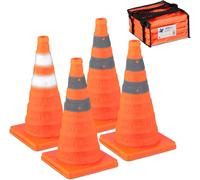Coni Stradali Segnaletici, Set 4 Birilli Pieghevoli Con Strisce Riflettenti 45X2