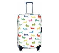 Conigli in diverse pose che saltano corrono bagagli valigia trolley protezione elastica lavabile antigraffio misura 45-81 cm, bianco, XL