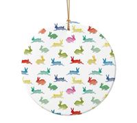 Conigli in diverse pose che saltano corrono stampa natalizia decorazione da appendere in ceramica - Celebra la famiglia questo ornamento di Natale, regalo per familiari e amici