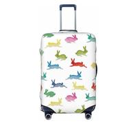 Conigli in diverse pose che saltano corrono stampa valigia copertura universale elastica per bagagli viaggio quotidiano vacanza d'affari, Nero , L, Bagaglio a mano