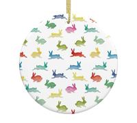 Conigli in diverse pose che saltano corrono stampano decorazioni per albero di Natale, ornamenti da appendere in ceramica, regali significativi per feste