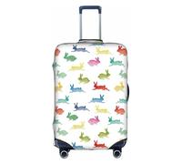 Conigli in diverse pose che saltano la corsa stampa elastica copertura del bagaglio,copertura del bagaglio personalizzata con cerniera., bianco, M