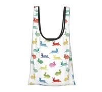 Conigli in diverse pose che saltano la corsa stampa pieghevole riutilizzabile borsa della spesa leggera shopping tote per la spesa viaggio spiaggia ecologica compatta avventura tote