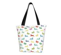 Conigli in diverse pose che saltano la corsa stampa Tote Bag per le donne, borsa a tracolla riutilizzabile grande da donna grande capacità shopping tote borsa alla moda per ufficio, shopping, viaggi