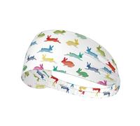 Conigli in diverse pose che saltano la corsa stampa una confezione da una comoda fascia elastica per esercizi atletici 10,9 x 34 cm morbida e traspirante