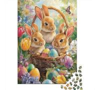 Conigli Primavera Pasqua Con Uova Puzzle Classico Da 1000 Pezzi Per Adulti Giocatori, Cartone Premium, Regalo Di Compleanno, Gioco Di Sfida Difficile 52x38cm/1000pcs