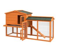 Conigliera a 2 Piani da Esterno 150x45x85 cm in Legno di Abete e Filo di Metallo Arancione