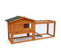 Conigliera da esterno con box da gioco, gabbia per porcellini d'India con tetto spiovente e combinazione di corsa, installazione completa per piccoli animali, 155 x 53 x 70 cm