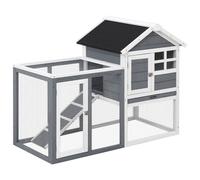 Conigliera Gabbia per Conigli 122x62,6x92 cm in Legno Grigio e Bianco