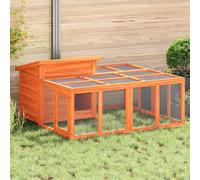 vidaXL Conigliera Marrone 144x123x67,5 cm in Legno Massello di Pino