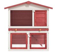vidaXL Conigliera per Esterni con 3 Porte Rossa in Legno