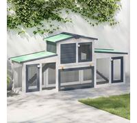 vidaXL Conigliera per Esterni Grande Grigia e Bianca 204x45x85cm in Legno