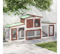 vidaXL Conigliera per Esterni Grande Marrone Bianca 204x45x85cm Legno