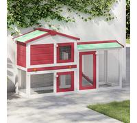 vidaXL Conigliera per Esterni Grande Rossa e Bianca 145x45x84 cm Legno