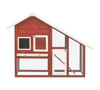Conigliera Rosso e Bianco 140x63x120cm Legno Massello di Abete