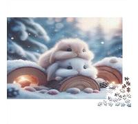 Coniglietti carini sulla neve Puzzles 1000 Pezzi Carta riciclata per adulti Puzzle per adulti Gioco educativo con sfida Ottima idea regalo per bambini dai 12 anni in su 52x38cm/1000pcs