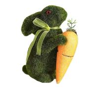 Coniglietti floccati fatti a mano con carota statuetta finta verde muschio conigli scultura per vetrine e decorazioni natalizie Conigli in miniatura scultura
