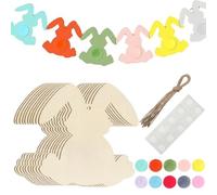 Coniglietti in legno grezzo - 10 pezzi non decorati per feste | Decorazione per porta per Pasqua, per porta, finestra, alberi interni e feste