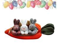 Coniglietti in un sacchetto di carota, peluche a forma di carota ripiena - tre coniglietti di Pasqua da carota - Decorazione pasquale con cerniera per famiglia, amici, compagni di classe