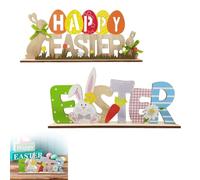 Coniglietti Pasquali Decorativi in Legno per Pasqua, Set da 2 Pezzi, Decorazioni per Casa, Ufficio, Regalo Perfetto, Colorati e Divertenti, Atmosfera Primaverile per Ogni Stanza