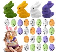 Coniglietti pasquali decorativi, set da 28 pezzi, per e ragazze, set di uova di Pasqua, 28 pezzi, per libreria, soggiorno, come decorazione da tavolo, cestino di Pasqua, decorazione primaverile