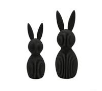 Coniglietti Pasquali Stampati 3D Set 2 11-16cm Coniglietti Pasquali(black) | Design 3D a righe, per stile nordico, pasquale, plastica robusta, set da 2 pezzi