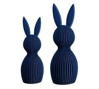 Coniglietti Pasquali Stampati 3D Set 2 11-16cm Coniglietti Pasquali(blue) | Design 3D a righe, per stile nordico, pasquale, plastica robusta, set da 2 pezzi