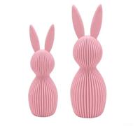 Coniglietti Pasquali Stampati 3D Set 2 11-16cm Coniglietti Pasquali(pink) | Design 3D a righe, per stile nordico, pasquale, plastica robusta, set da 2 pezzi