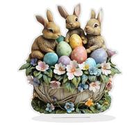Coniglietti per la celebrazione di Pasqua, centrotavola primaverile | Tavolo primaverile con uova e conigli, per mensole, armadio, davanzale, sala da pranzo, mensola per il vuoto