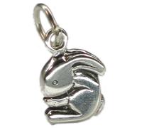 Coniglietto 2D Piccolo ciondolo in argento sterling .925 x1 Coniglietti Conigli
