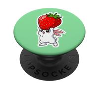 Coniglietto carino con cartone animato gigante fragola PopSockets PopGrip Adesivo