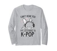 Coniglietto Carino con Cuffie Ascolto K-Pop Stile Anime Maglia a Manica