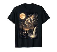 Coniglietto Che Ulula alla Luna Meme 90s Animal Rabbit Maglietta